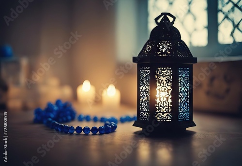 rosary mood lantern environment Arabic vintage Ramadan lighten Blue box arabesque