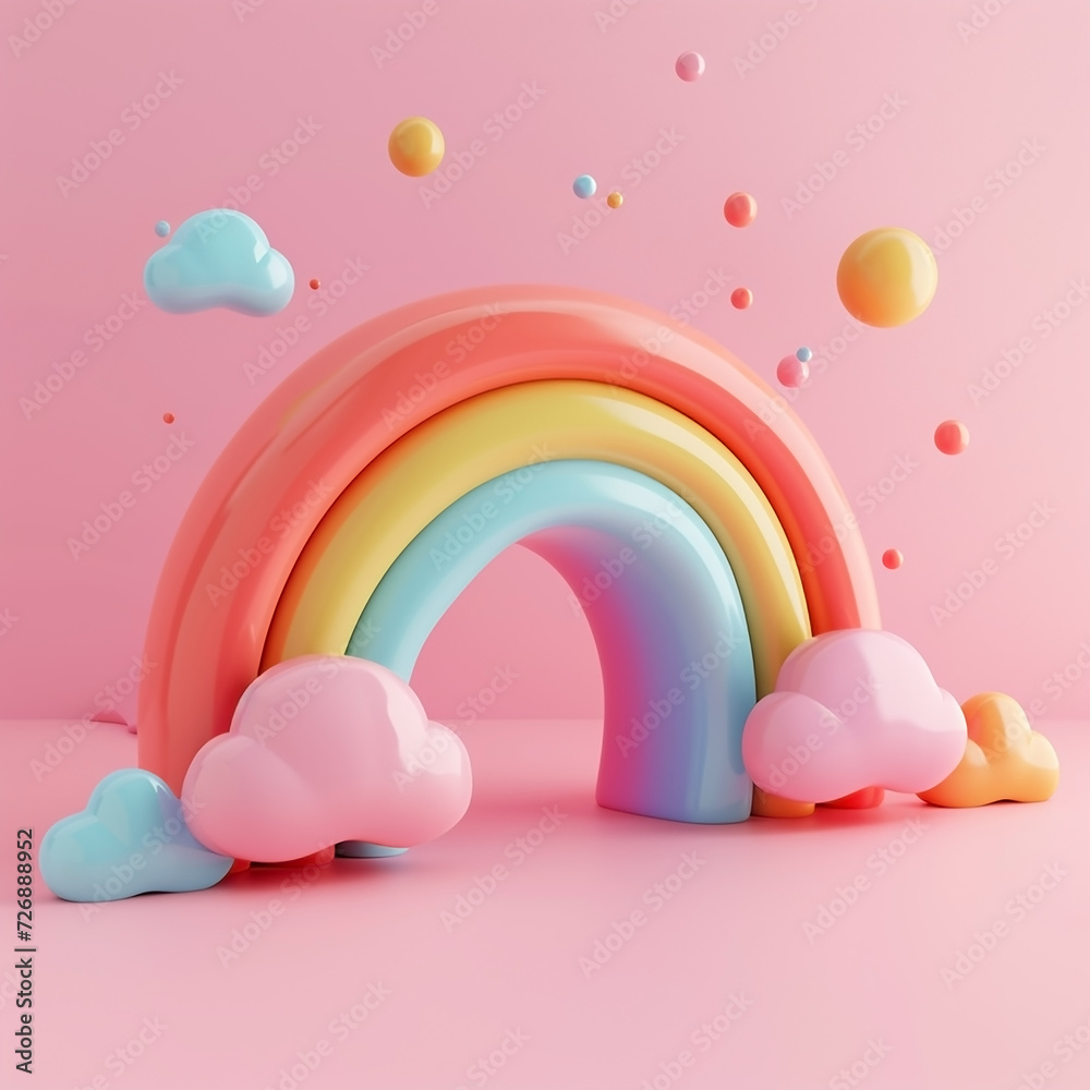 A cheerful rainbow with vibrant colors, soft pastel colors, 3d icon clay render. A cheerful rainbow with vibrant colors, soft pastel colors, 3d icon clay render.