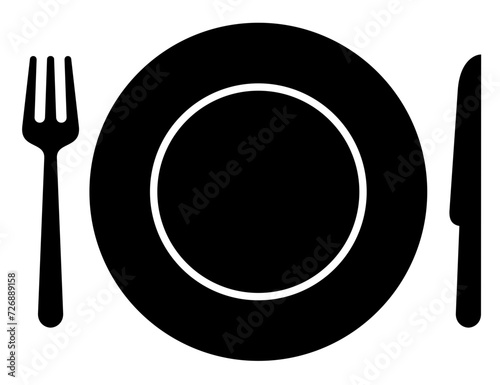 fork, plate and spoon icon vector