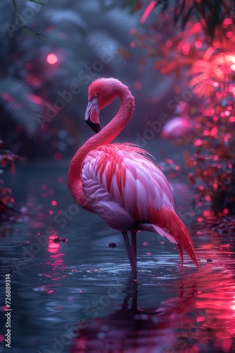 pink flamingo on the water © Mahavira Osa
