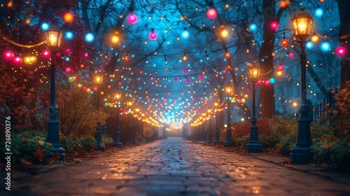 Wallpaper Mural street decorated with flowers, colored papers Torontodigital.ca