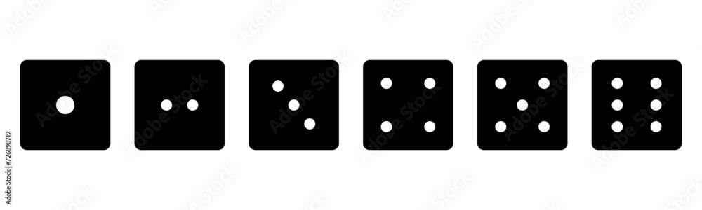 illustration of black dice from numbers one to six illustration of black dice from numbers one to six