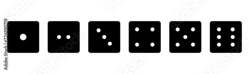 illustration of black dice from numbers one to six