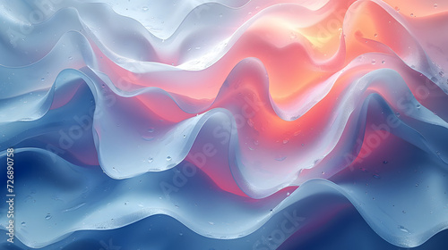 A Painting of a Red and White Wave of Water