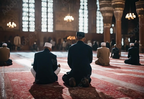 prayer Istanbul muslim friday Sultanahmet Isolated man praying Mosque Blue