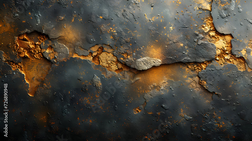 Rusted Metal Surface With Yellow and Black Paint