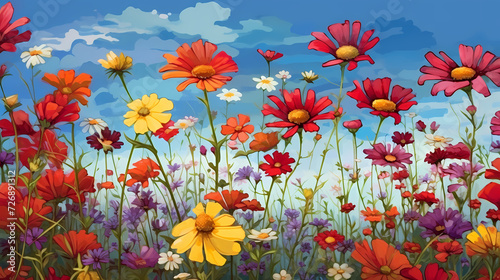 Seamless flower background, colorful flower background © jiejie