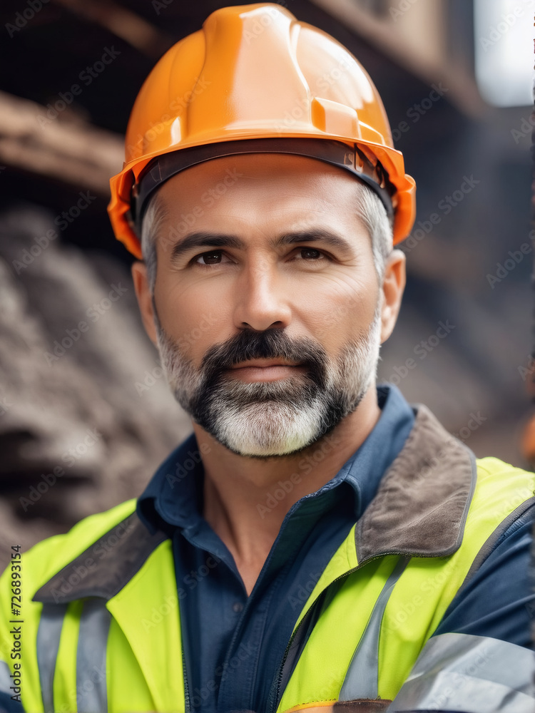 A captivating portrayal of a skilled maintenance engineer, adorned in a professional uniform and helmet. A captivating portrayal of a skilled maintenance engineer, adorned in a professional uniform and helmet.
