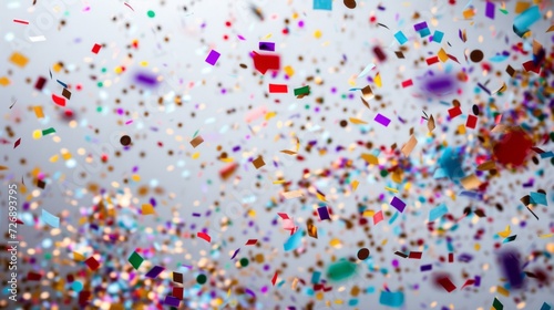 colorful confetti in the air on a light background 