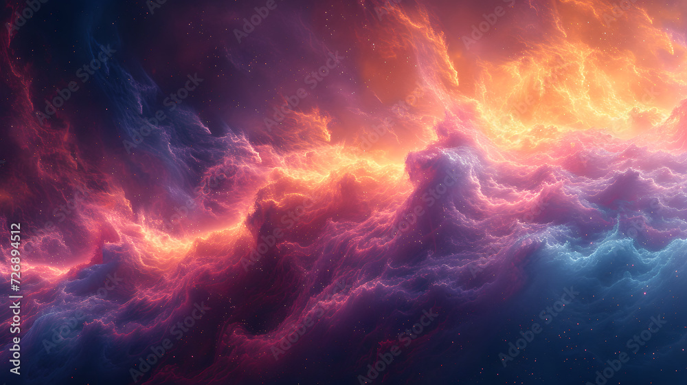 Vibrant Sky With Colorful Clouds and Stars