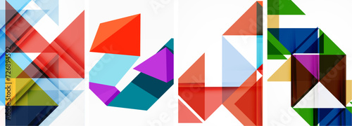 Triangle poster geometric background set