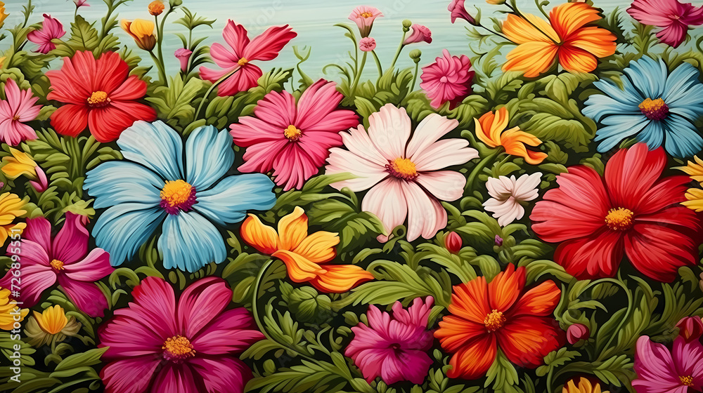 Seamless flower background, colorful flower background