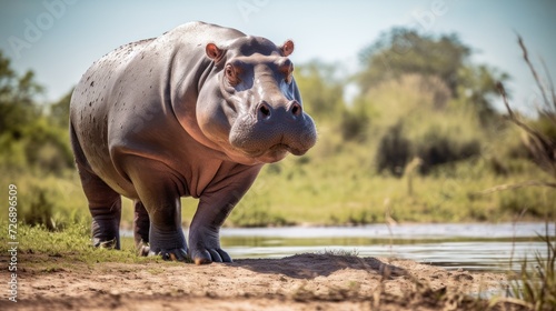 Hippopotamus in a wildlife reserve African wildlife on safari © venusvi