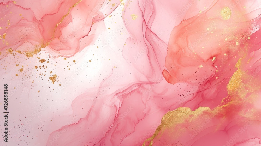Abstract liquid watercolor background with golden lines Abstract liquid watercolor background with golden lines