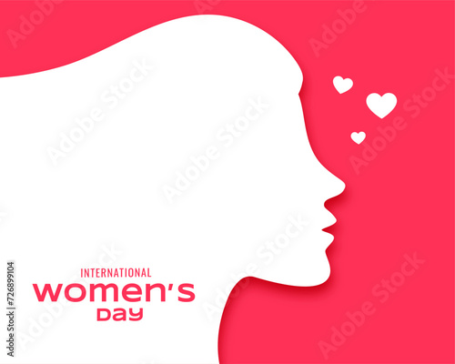 international womens day wishes card with papercut female face