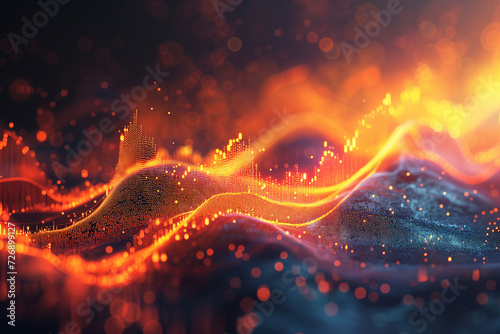 abstract background with orange lighting wave
