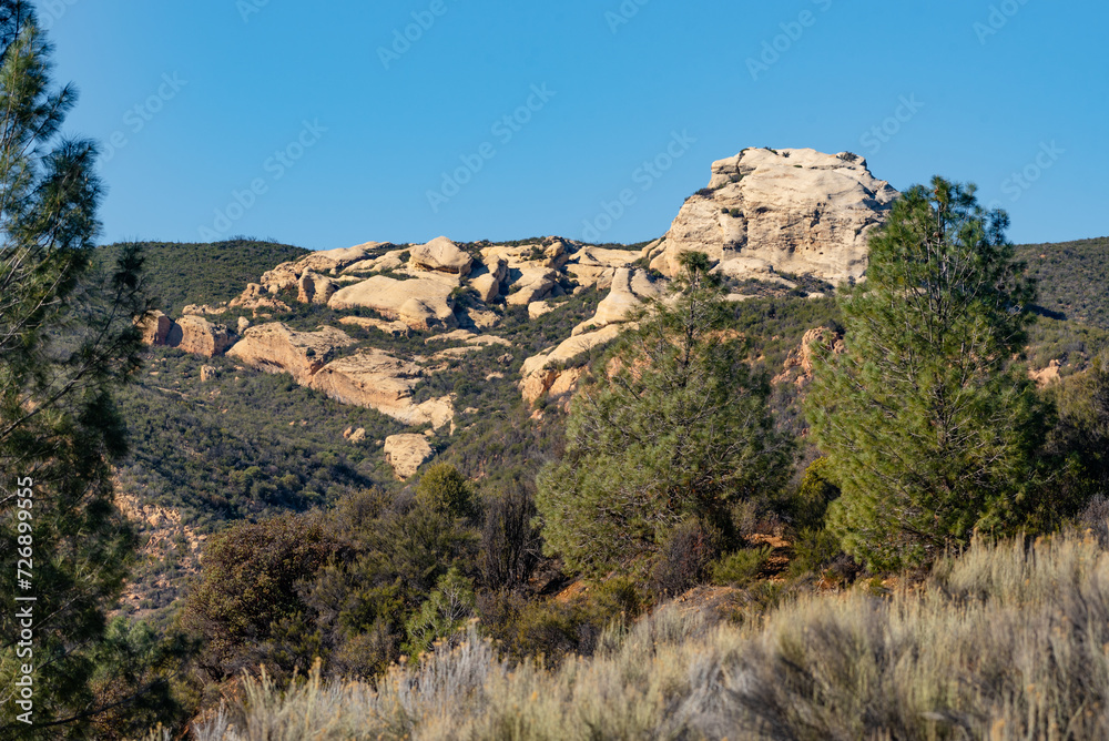 Sespe Wilderness, Ojai California, Panoramic Sunset, Mountain Views, Piedra Blanca Rock Formation, California Backcountry Sespe Wilderness, Ojai California, Panoramic Sunset, Mountain Views, Piedra Blanca Rock Formation, California Backcountry