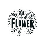 flower lettering vector illustration template design