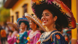 Mexican man and woman wearing traditional mexican sombrero
