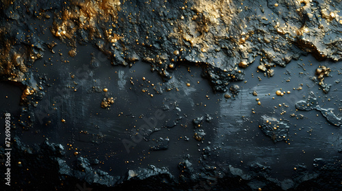 Close Up of Black Surface With Gold Flakes