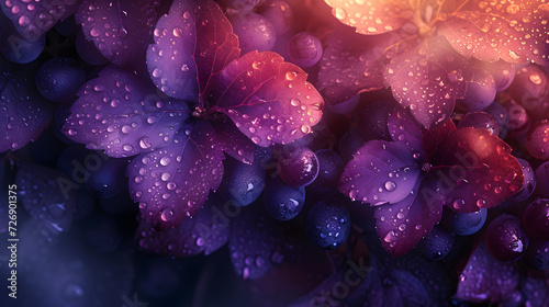 Purple Flowers With Water Droplets