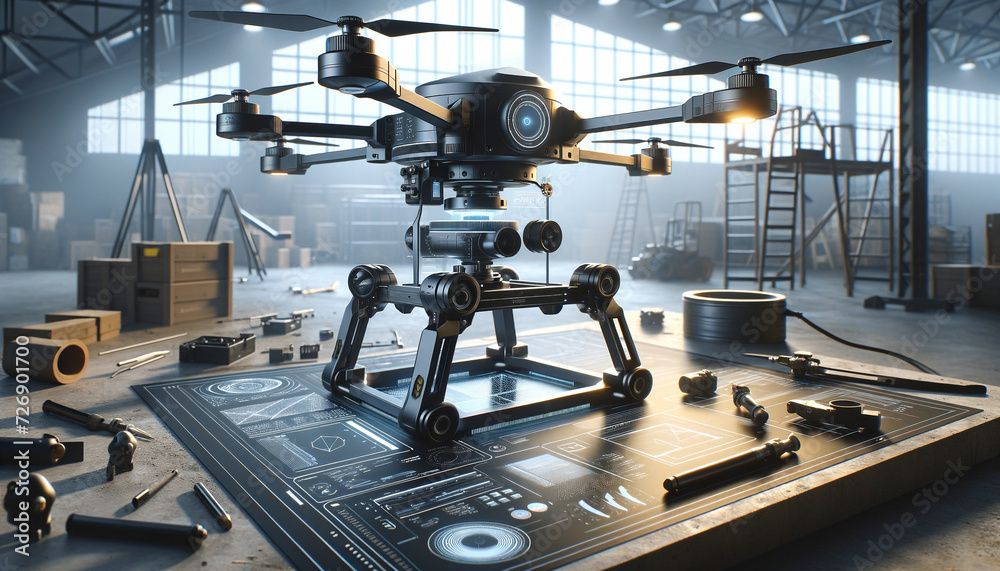 Cuttingedge photogrammetry device in industrial environment. Stock