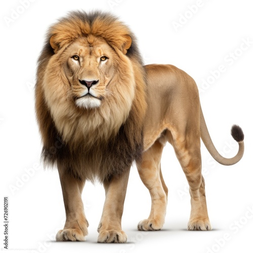 Photo of lion isolated on white background