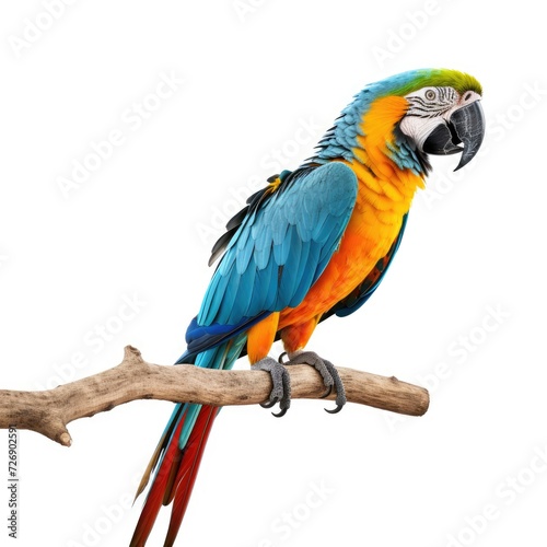 Photo of macaw isolated on white background