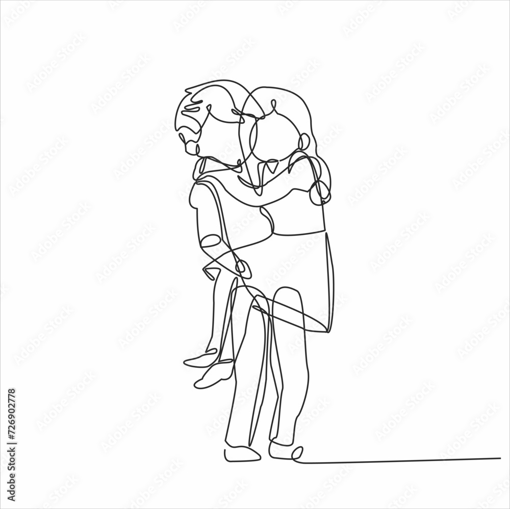 continuous line drawing of loving couple