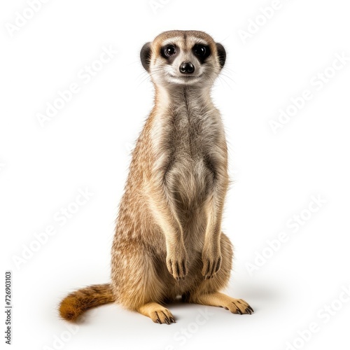 Photo of meerkat animal isolated on white background