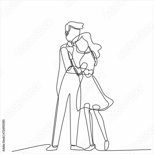 continuous line drawing of loving couple