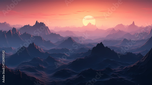 Stunning mountains, panoramic peaks PPT background