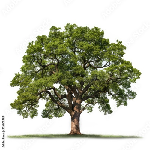 Photo of oak tree isolated on white background