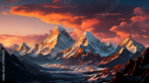 Stunning mountains, panoramic peaks PPT background