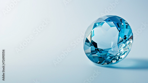 Sapphire Splendor: The Radiant Facets of a Cut and Polished Gemstone with Luxury Blue Topaz on a Pristine White Background"