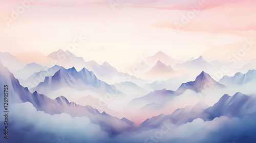 Stunning mountains, panoramic peaks PPT background © jiejie