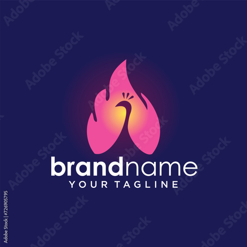 modern peacock and fire logo design