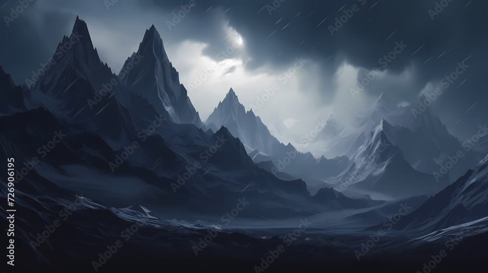 Obraz premium Mountain peak illustration, mountain aerial photography PPT background illustration