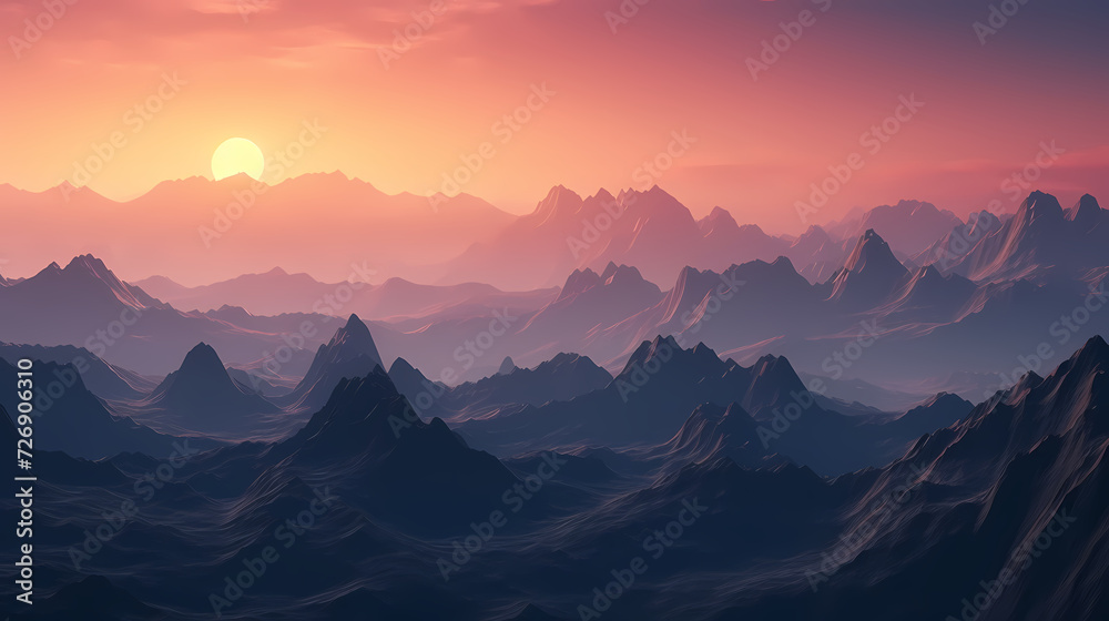 Mountain peak illustration, mountain aerial photography PPT background illustration