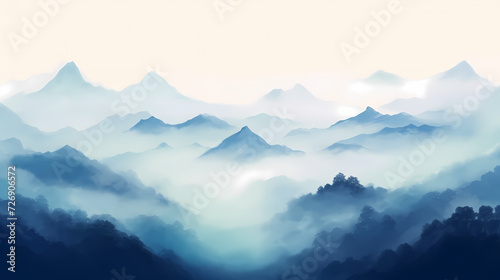 Mountain peak illustration, mountain aerial photography PPT background illustration