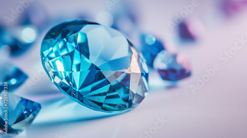 Sapphire Splendor: The Radiant Facets of a Cut and Polished Gemstone with Luxury Blue Topaz on a Pristine White Background