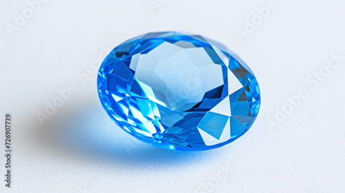 Sapphire Splendor  The Radiant Facets of a Cut and Polished Gemstone with Luxury Blue Topaz on a Pristine White Background 