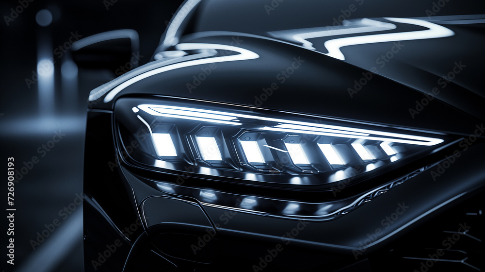 Closeup of modern LED designed car light in a studio environment. Closeup of modern LED designed car light in a studio environment.