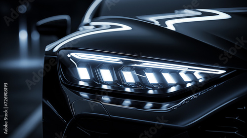 Closeup of modern LED designed car light in a studio environment.  © Jammy Jean