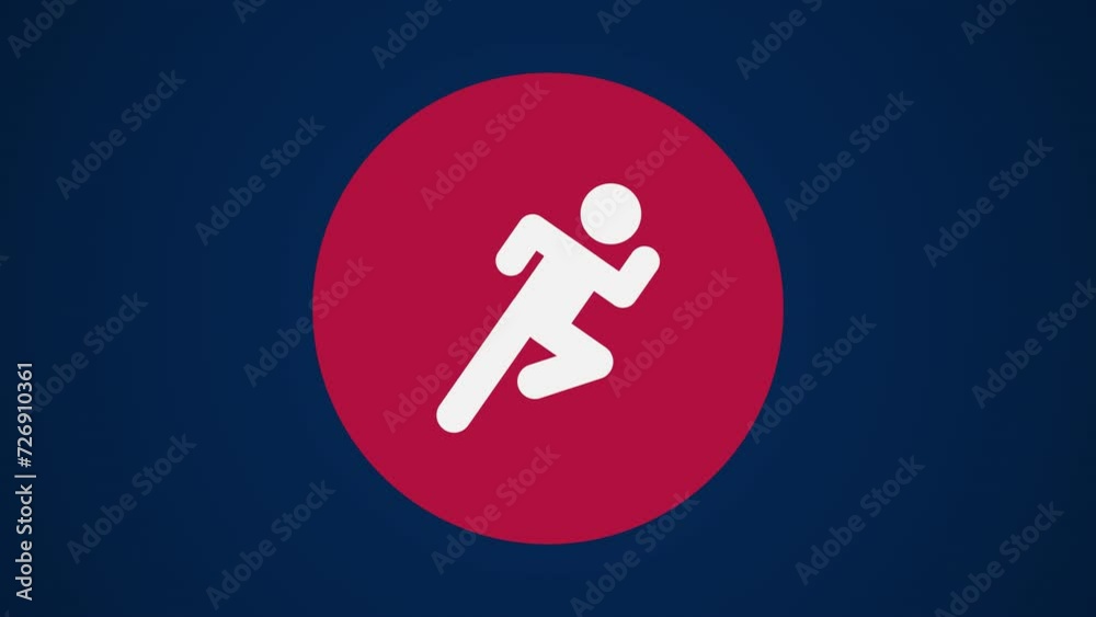 Pictograma de los Juegos Olímpicos en el centro con el deporte atletismo en fondo azul. Pictograma de los Juegos Olímpicos en el centro con el deporte atletismo en fondo azul.