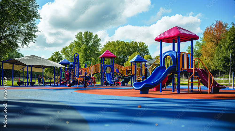 Accessible playground for kids with special needs and disabilities. Accessible playground for kids with special needs and disabilities.