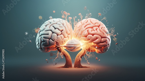 Creative human brain concept, creative light bulb background