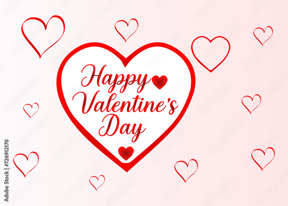 Valentine day card. Happy valentines day lettering with hearts shape vector background