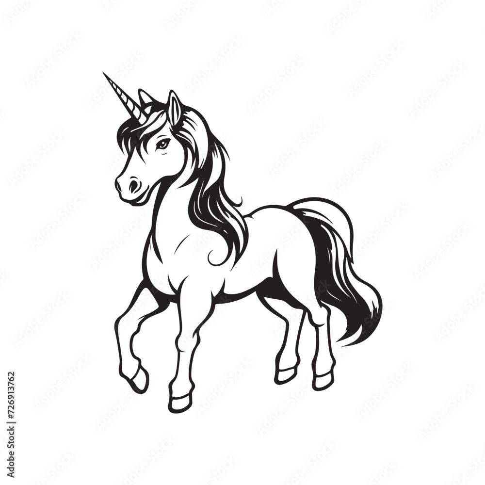 Cute unicorn cartoon isolated on white