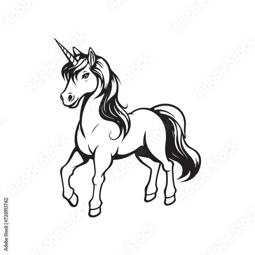 Fototapeta Naklejka Na Ścianę i Meble -  Cute unicorn cartoon isolated on white